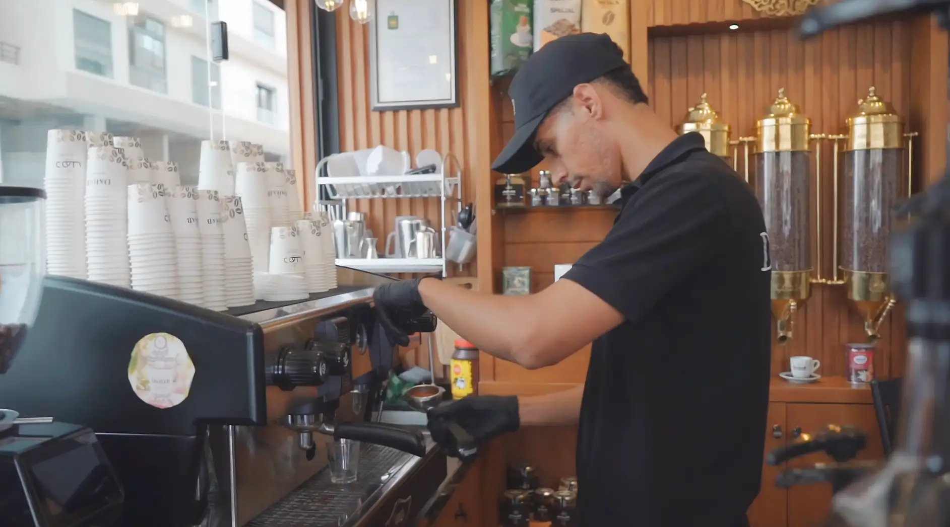 Cinematic representation of coffee preparation